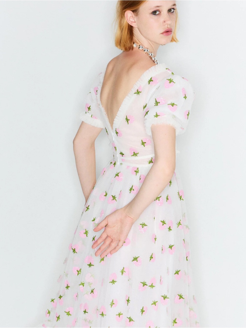 Lirika Matoshi White Strawberry Midi Dress - Picture 3 of 9